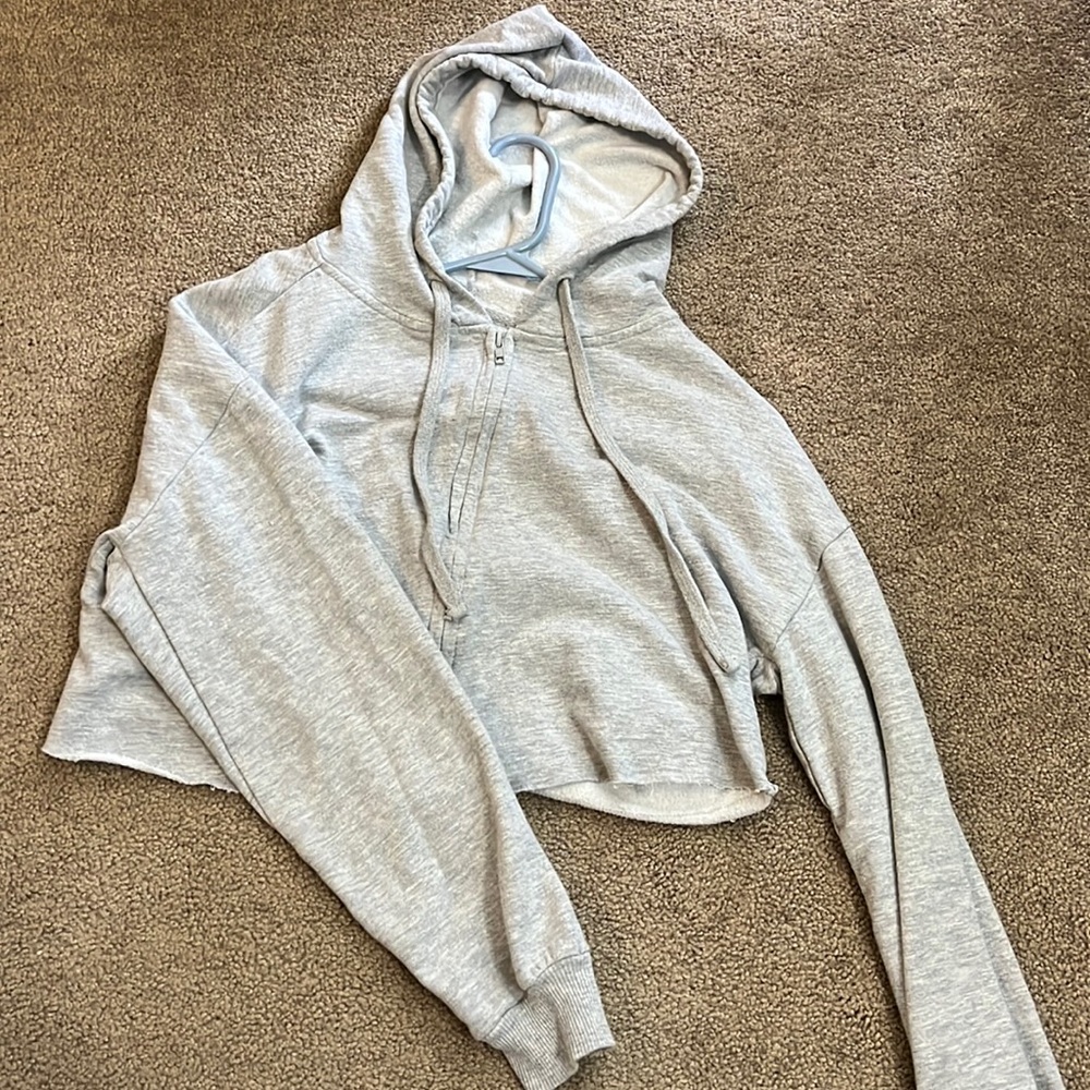Cropped zip-up sweater